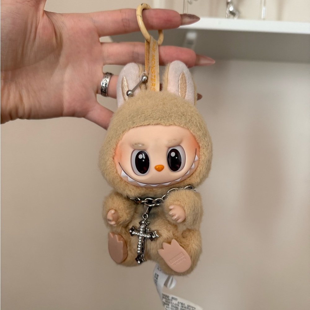 Labubu Keychain Charm - Beige Faux Fur